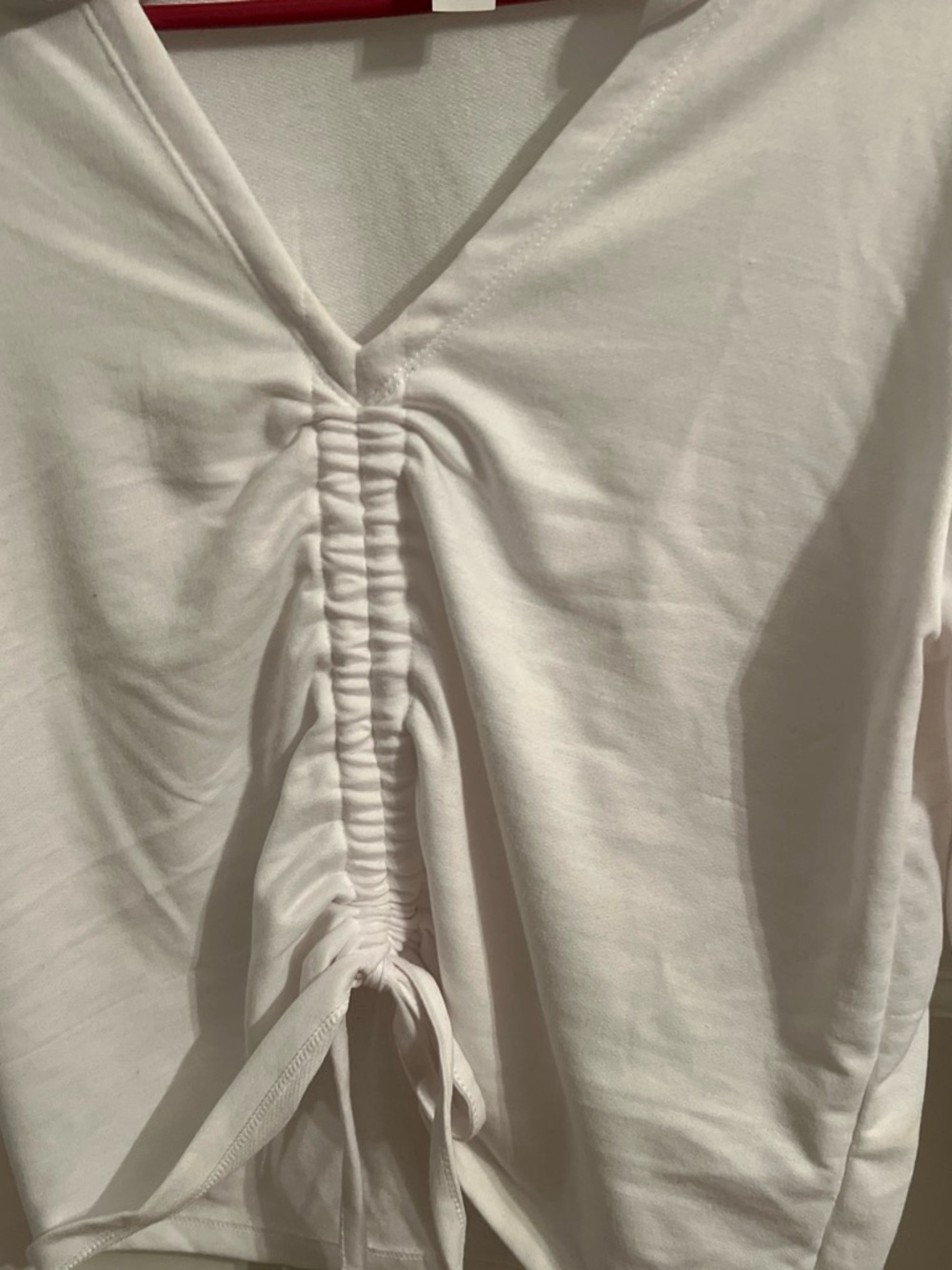 Balance Collection White Hooded Ruched Drawstring Top - Picture 2 of 4